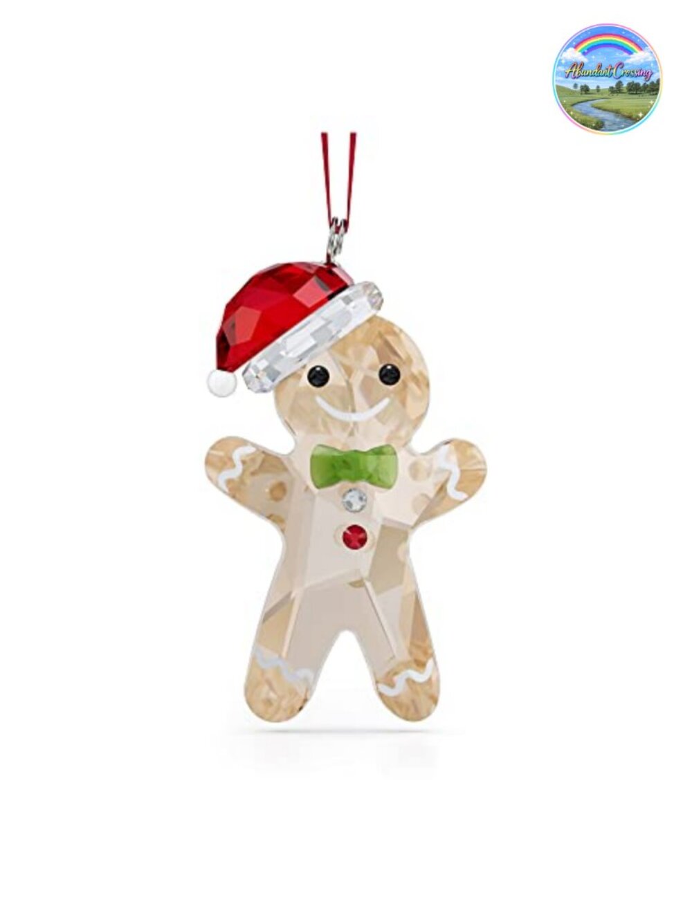 Crystal Gingerbread Hanging Ornament Gold-Tone Holiday Decoration